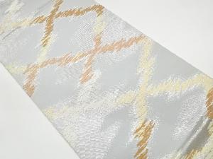 リサイクル　川島織物製　本銀箔変わり襷模様織出し袋帯